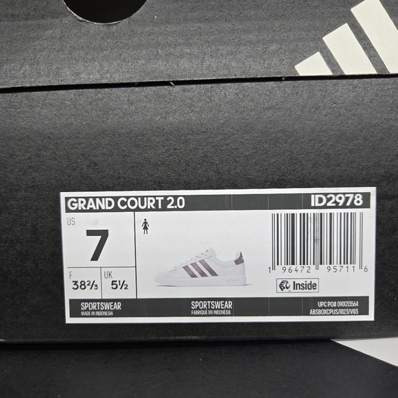 New Adidas Grand Court 2.0 White Brown ID2978 Women's Shoes Size 7 - Picture 8 of 8